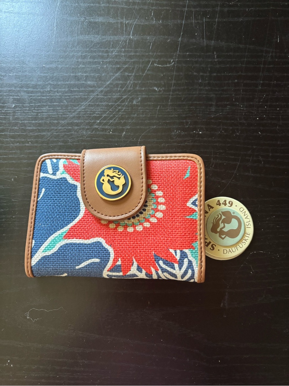 Spartina 449 brand new wallet- coral and blue